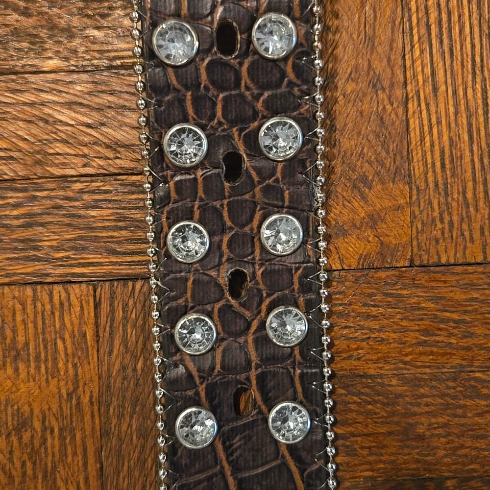 Western Rhinestone & Leather Belt - Picture 16 of 16